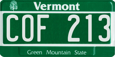 VT license plate COF213