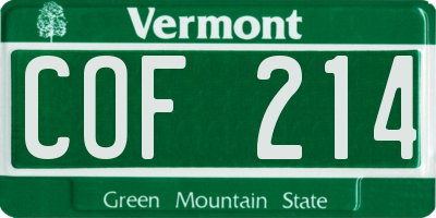 VT license plate COF214