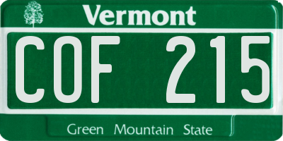 VT license plate COF215