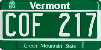 VT license plate COF217