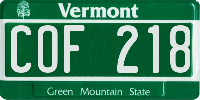 VT license plate COF218