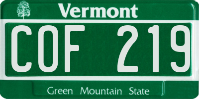 VT license plate COF219