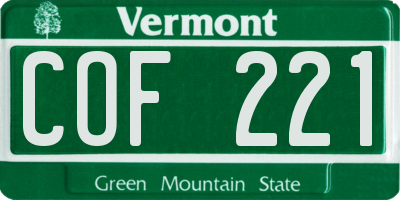 VT license plate COF221