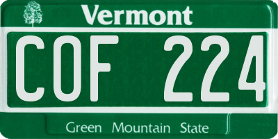 VT license plate COF224