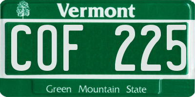 VT license plate COF225