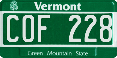 VT license plate COF228