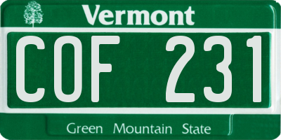 VT license plate COF231