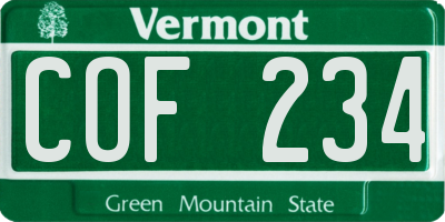 VT license plate COF234