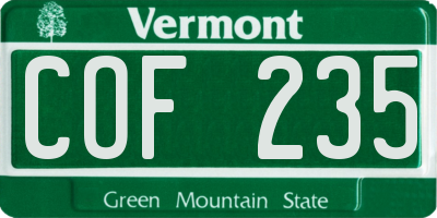 VT license plate COF235