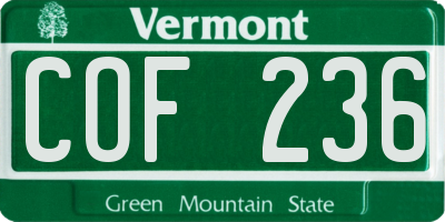 VT license plate COF236