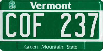VT license plate COF237
