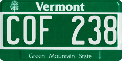VT license plate COF238