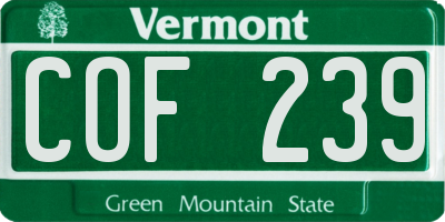 VT license plate COF239