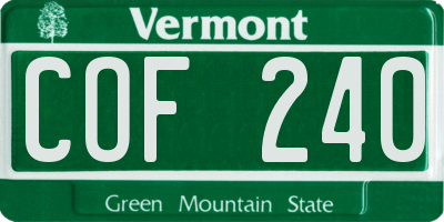 VT license plate COF240