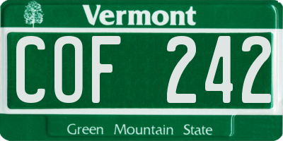 VT license plate COF242