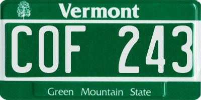 VT license plate COF243
