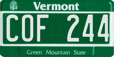 VT license plate COF244
