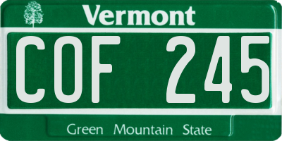 VT license plate COF245