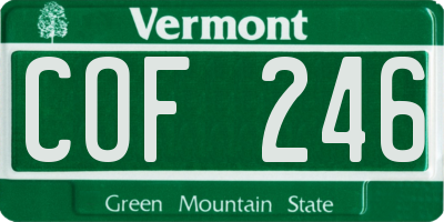 VT license plate COF246
