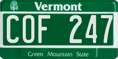 VT license plate COF247