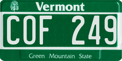 VT license plate COF249