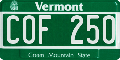 VT license plate COF250