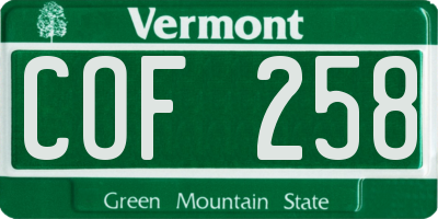 VT license plate COF258