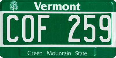 VT license plate COF259