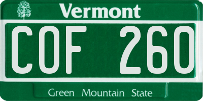 VT license plate COF260