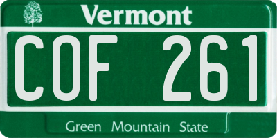 VT license plate COF261