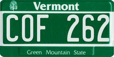 VT license plate COF262