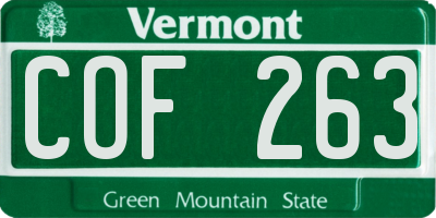 VT license plate COF263