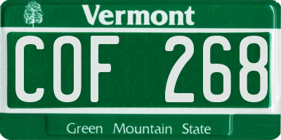 VT license plate COF268