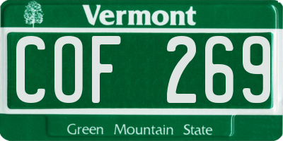 VT license plate COF269