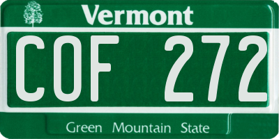 VT license plate COF272