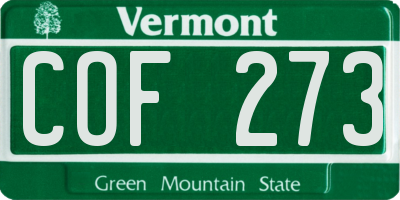 VT license plate COF273