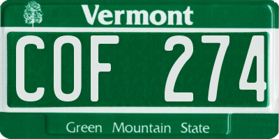 VT license plate COF274
