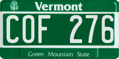 VT license plate COF276