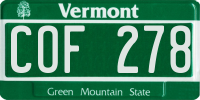 VT license plate COF278