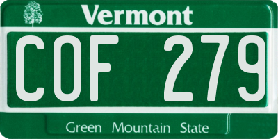 VT license plate COF279