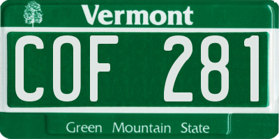 VT license plate COF281
