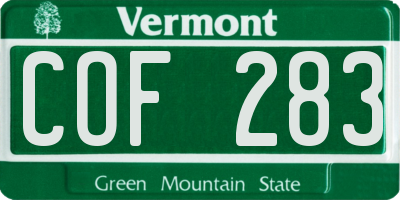 VT license plate COF283