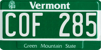 VT license plate COF285