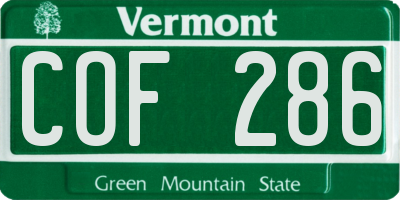 VT license plate COF286