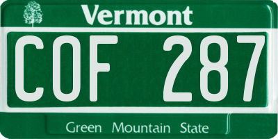 VT license plate COF287