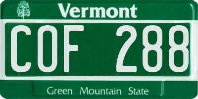 VT license plate COF288
