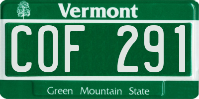VT license plate COF291
