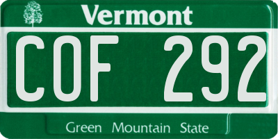 VT license plate COF292