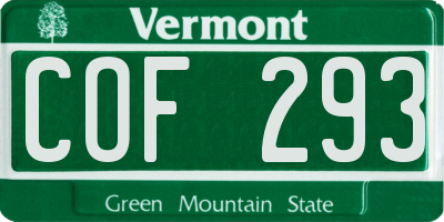 VT license plate COF293