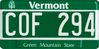 VT license plate COF294